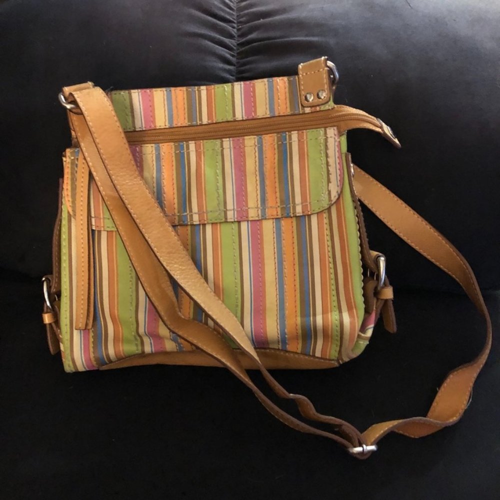 Fossil Multicolor Striped Leather Purse - image 1